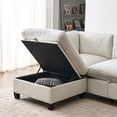 thumbnail image 3 of 96.5" Sectional Couch for Living Room, Upholstered Soft Chenille Fabric Sofa, 3-Seater with One Ottoman L Shape Sofa (Beige), 3 of 11