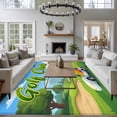 thumbnail image 4 of Golf Club Washable Living Room Rugs 5'x8', Cartoon Golf Cart Balls Sport Grass Low Pile Throw Large Area Rug Non-Slip Sturdy Edge Binding Carpet for Living Room Kitchen Office, 4 of 9
