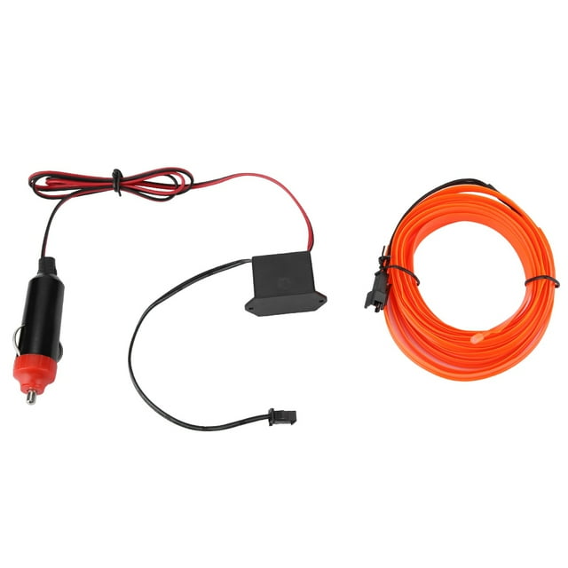 Cable luminoso naranja de 12 V CC para coche, luz fría para encendedor de cigarrillos (5 metros)