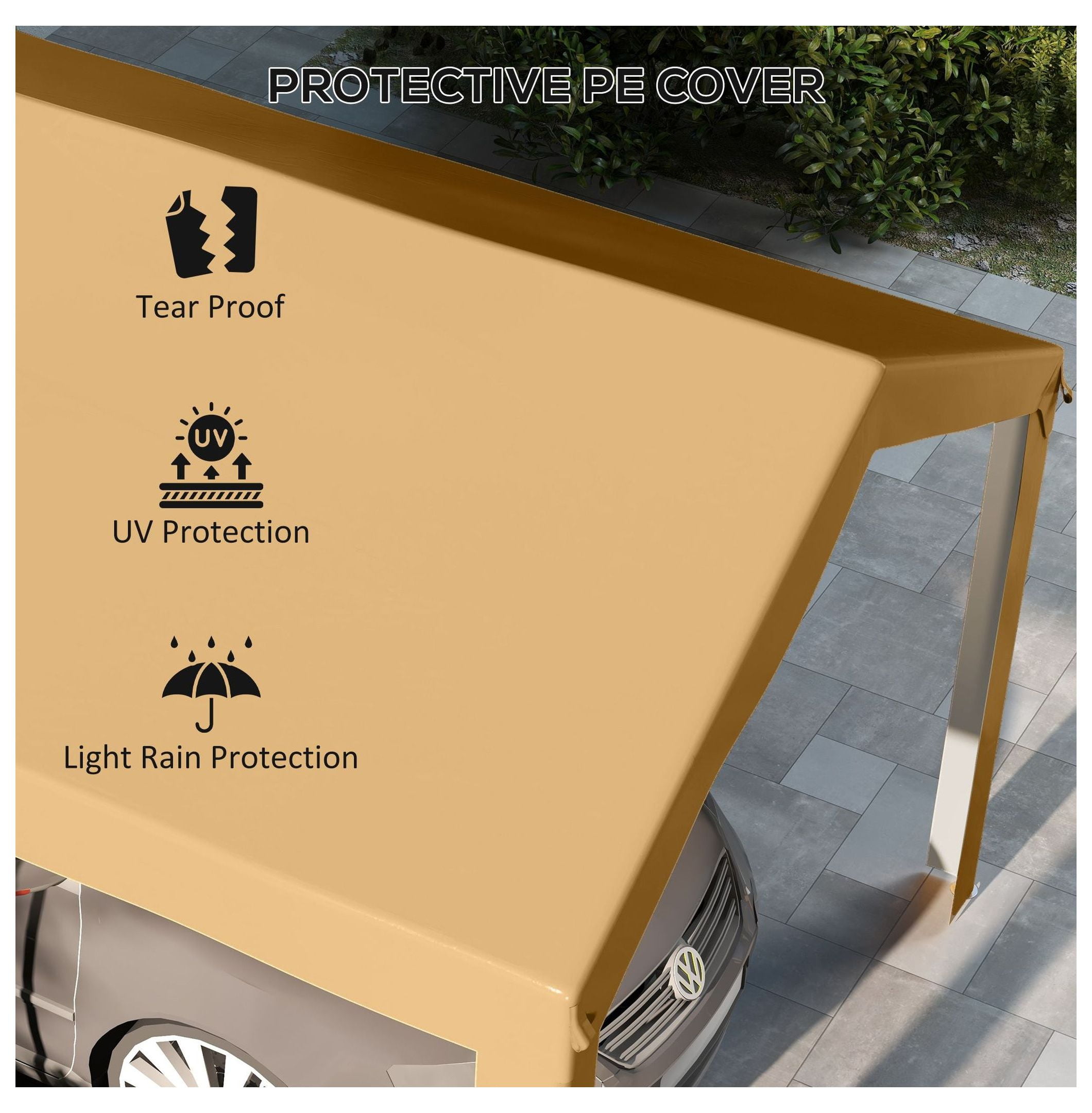 10x20ft Carport Roof Replacement Canopy, UV Resistant, Beige - Fits 84C-378V00 & 84C-206 Series