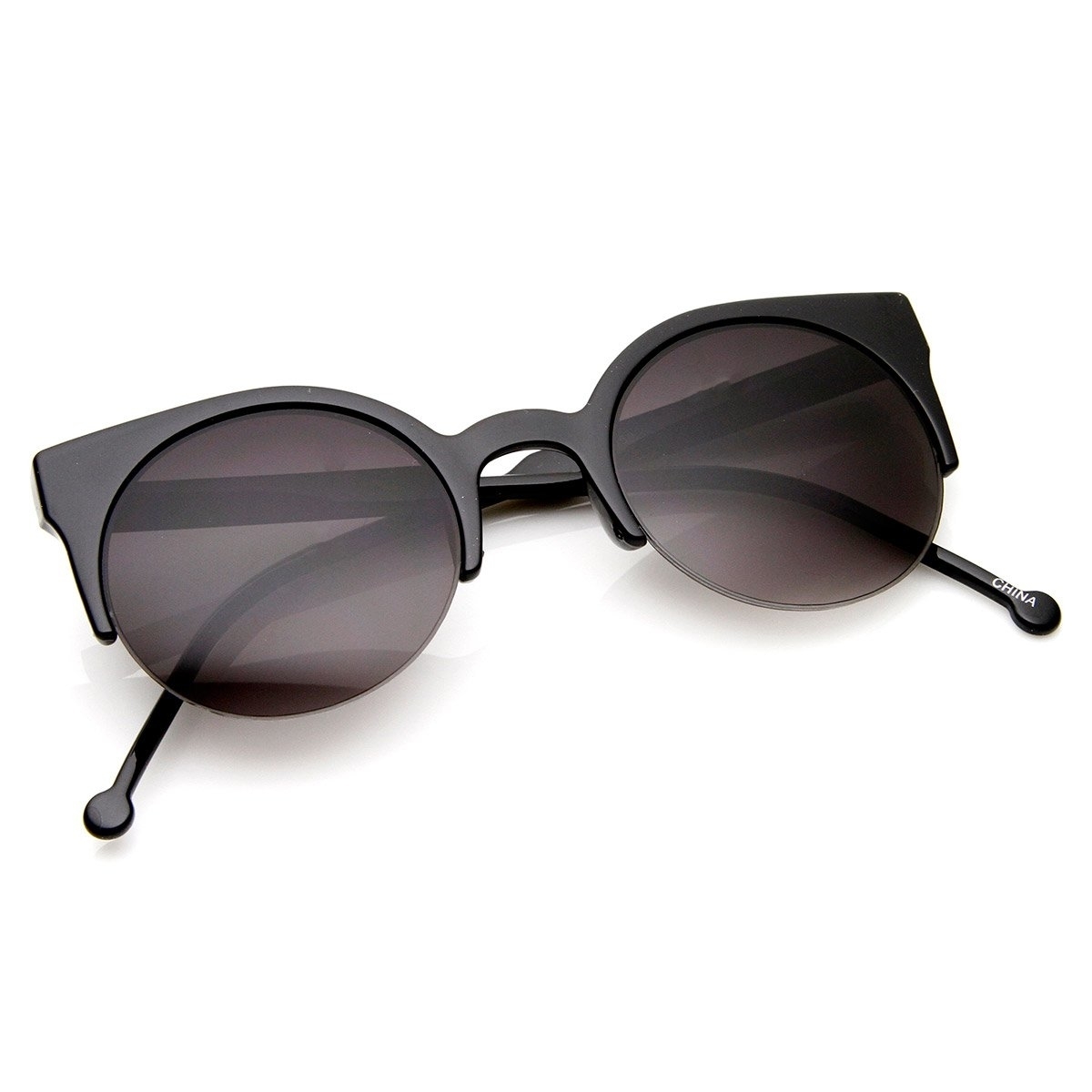 Womens Fashion Half Frame Round Cateye Sunglasses - image 4 of 6
