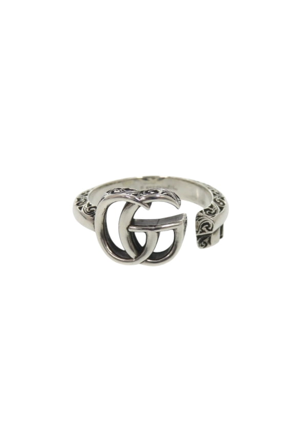 Pre-Owned Gucci Arabesque Double G Key Motif Sterling Silver 925 Ring 0837 GUCCI Men's