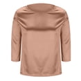 thumbnail image 6 of Women's Satin Blouse 3/4 Sleeve Crewneck Tops Satin Silk Work Shirt Dressy Business Casual Tee Tshirt Fall Outfits Khaki M, 6 of 6