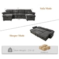 thumbnail image 2 of 113" Sectional Couch with Storage Chaise, 4 Seater Sectional Sofa for Living Room, Corduroy Sleeper Sofa Bed with Pull Out Couch, Adjustable Backrest, Side Pocket & USB Charging Ports (Dark Grey), 2 of 8