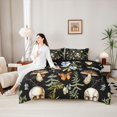 thumbnail image 4 of Homewish Spooky Skull Butterfly Full Size Bedding Sets for Kids, Rustic Mushroom Botanical Full Size Bed in a Bag, Black Reversible, 7 Pieces, 4 of 7