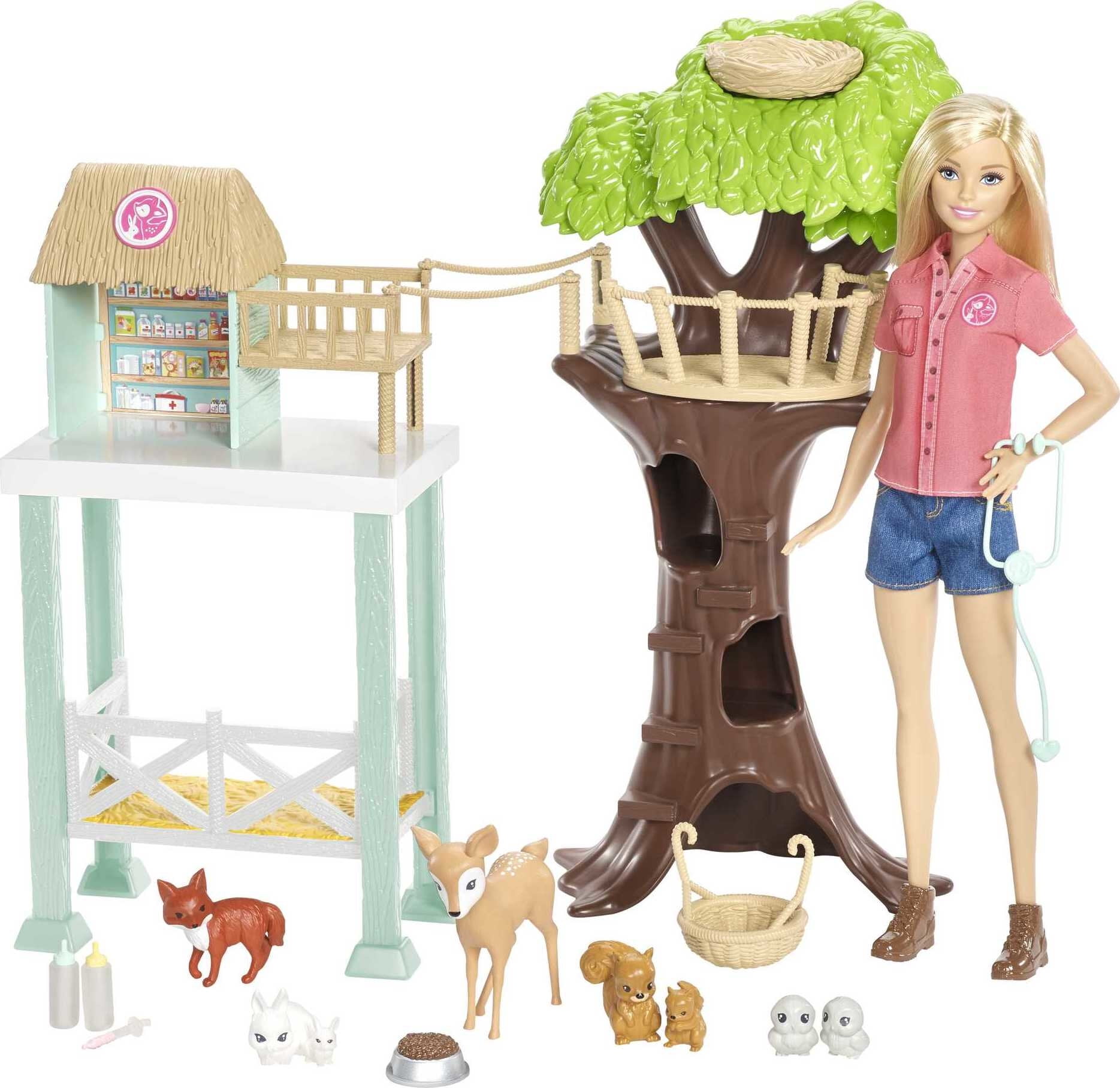 Barbie Pet Rescue Center 8 Animals & Accessories Doll Playsets 