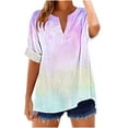 thumbnail image 2 of Jjayotai Summer Tops for Women, V Neck Blouses, Short Sleeve Dressy Shirts, Casual Tunic Top, Womens Graphic T Shirts, Women's T-Shirts Multicolor^8 L, 2 of 5