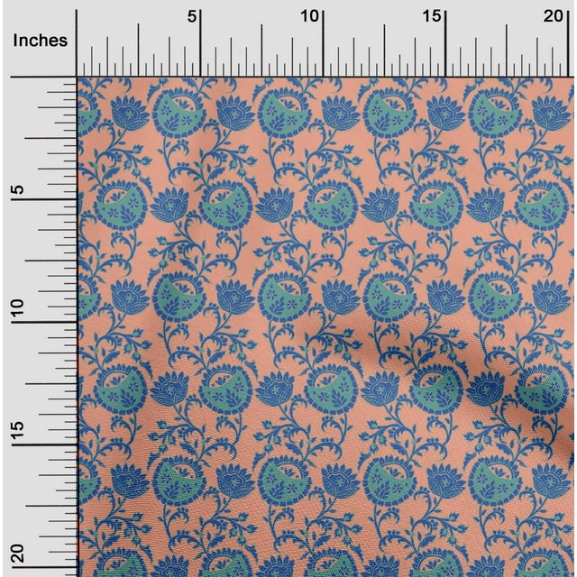 oneOone Cotton Silk Fabric Leaves & Floral Block Decor Fabric Printed BTY 42 Inch Wide