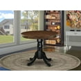 thumbnail image 2 of East West Furniture AMT-WBK-TP Antique Dining Table - a Round Wooden Table Top with Pedestal Base, 36x36 Inch, Walnut & Black, 2 of 7