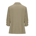 thumbnail image 4 of Women's Dress Blazer Jacket Ruched Sleeve Office Shawl Collar Jacket with Single Button Business Casual 3/4 Sleeve Suit Coat, 4 of 9