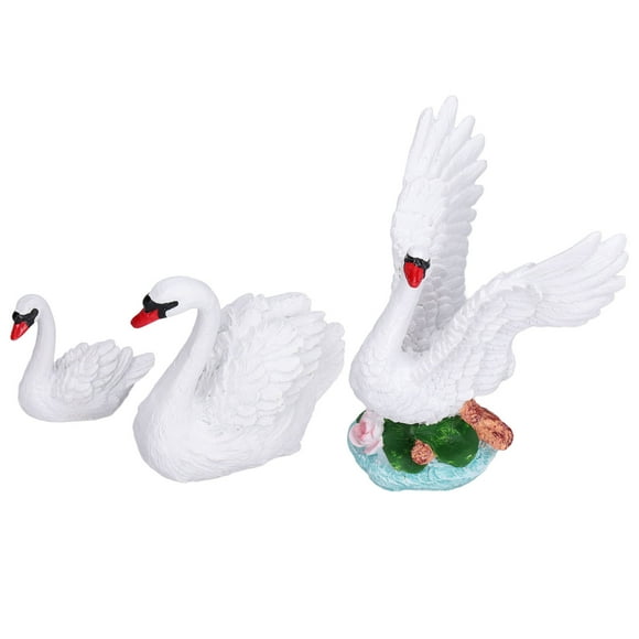 Simulation Swan Crafts, Lifelike Decorative Resin Swan Ornaments Widely Applicable Cute for Miniature Garden for Home