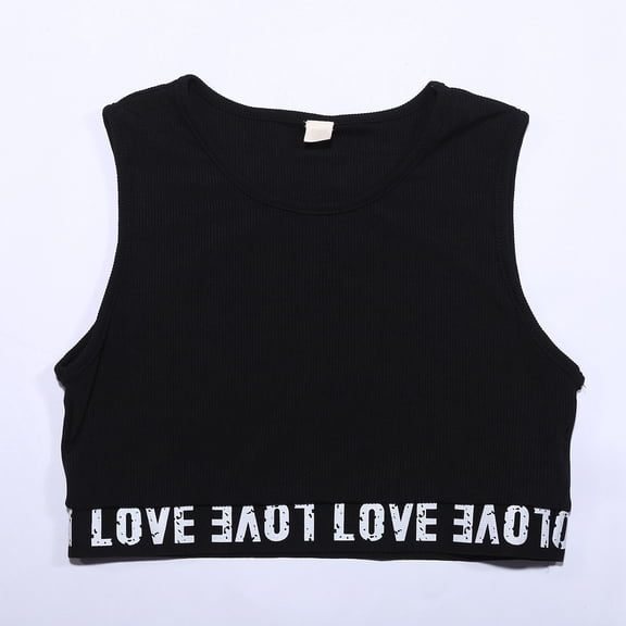 Girls Tshirts Size 7-8Y Kids Solid Sleeveless Round Neck Crop Top Dance Vest Girls Clothes