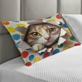 thumbnail image 2 of Ambesonne Cat Quilted Pillowcover, Mischief Kitty Peaking Dots, 30" x 20", Multicolor, 2 of 2