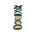 thumbnail image 6 of BLISSFUL STEP Women's Shoes Lace-Up Chunky Heel Open Toe Cross Strap Sandals Green 7.5, 6 of 7