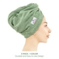 thumbnail image 5 of American Soft Linen 100% Cotton Turkish Hair Drying Towels, 2 Piece Quick Drying Hair Turban Towel Wrap, Sage Green, 5 of 6