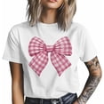thumbnail image 4 of Camisetas para hombre, camisetas informales de manga corta con lazo a cuadros rosas, camisetas gráficas para adolescentes, niños y hombres., 4 of 8