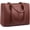 Brown, variant on Laptop Tote Bag for Women, PU Leather Work Tote Bag with 3 Compartments, Waterproof Computer Bag for Office Travel