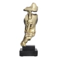 thumbnail image 2 of El silencio es una estatua de pensador dorado, el silencio es una decoración de escritorio de oficina dorada, estatuilla abstracta que mantiene el silencio, tecnología innovadora, 2 of 8