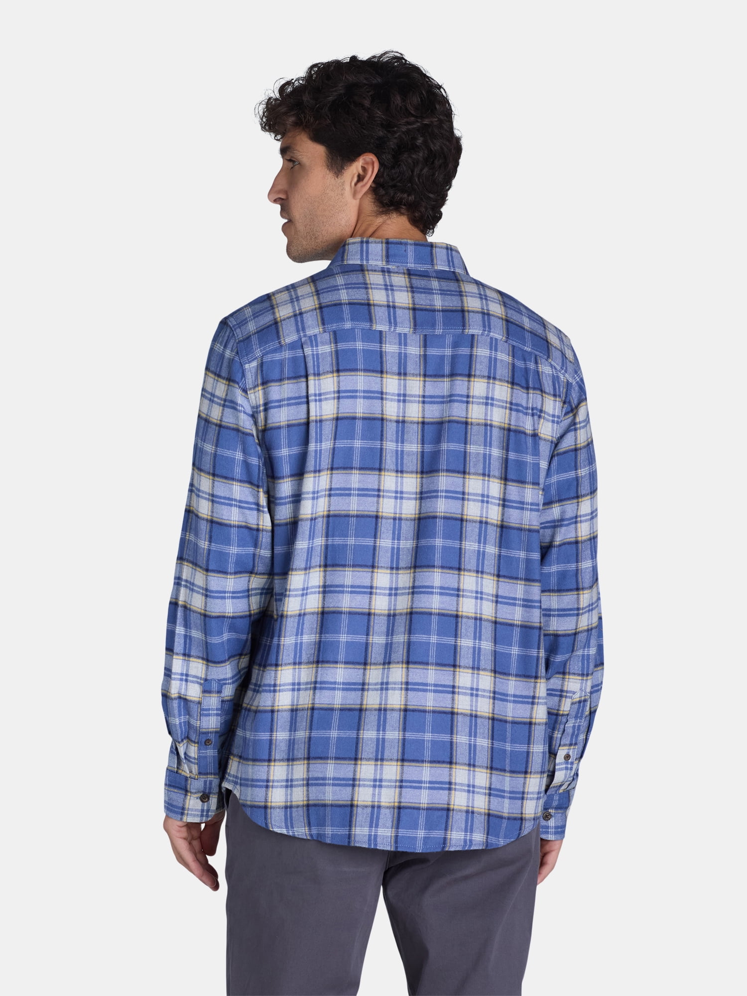 George Men's and Big Men's Flannel Shirt with Long Sleeves, Sizes XS-3XLT