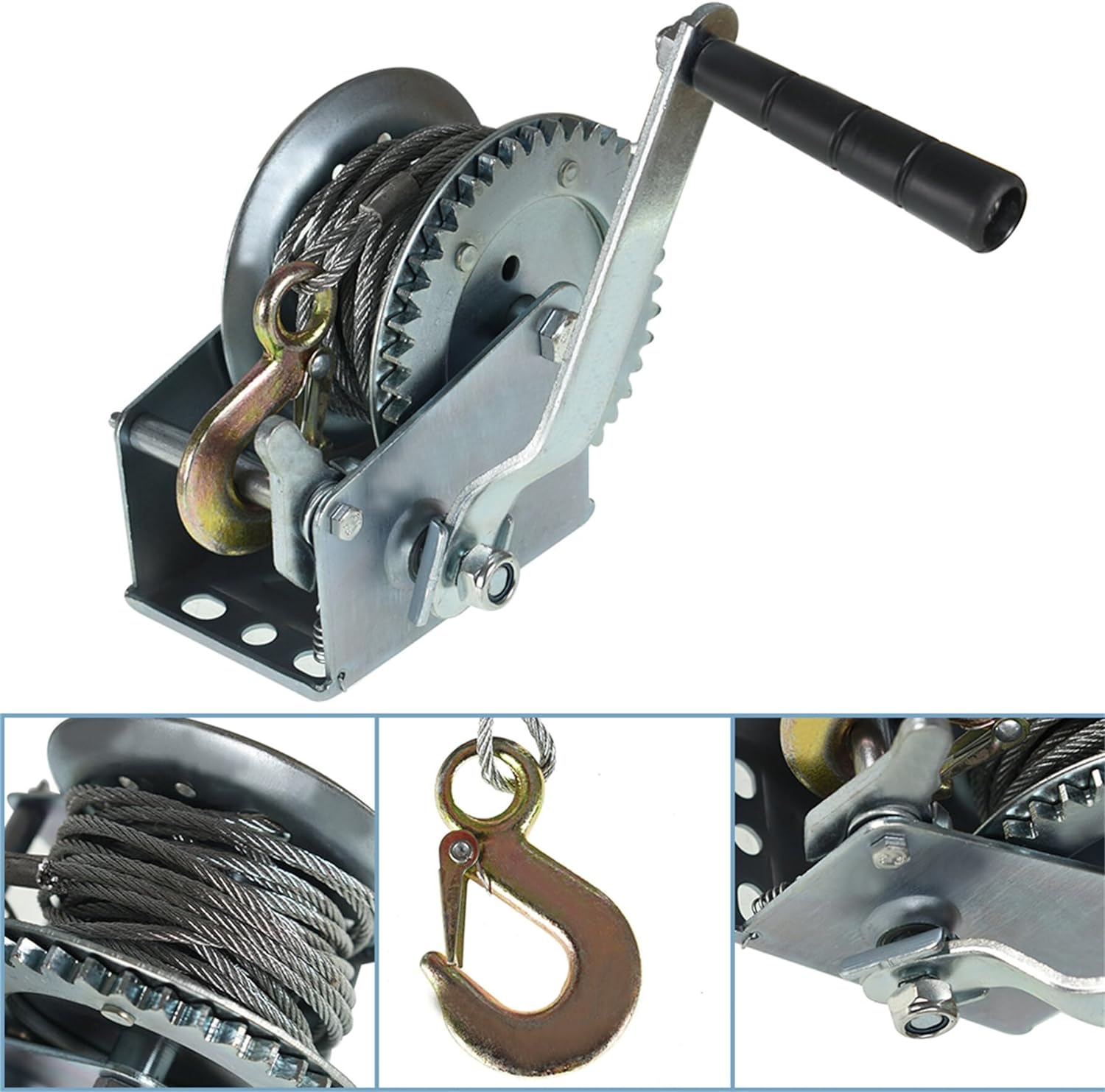 SPG 600lbs Hand Winch Heavy Duty Steel Cable Crank Automobile Accessory...