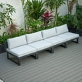 thumbnail image 3 of LeisureMod Chelsea 4-Piece Outdoor Armless Patio Sectional Black Aluminum With Light Grey Cushions, 3 of 7