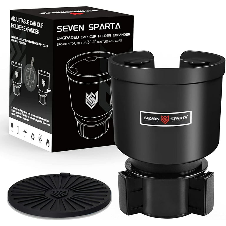 Seven Sparta Car Cup Holder Expander Adapter Insert with Offset Adjustable  Base Universal Black