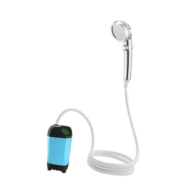 Ducha de camping eléctrica con manguera de PVC, multifunción, 3 modos de pulverización, recargable, para limpieza de mascotas, lavado de coches.