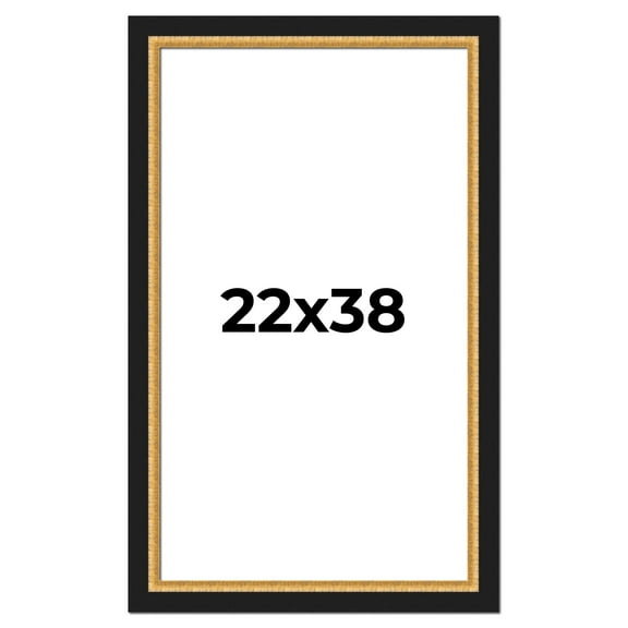 22x38 Frame Gold Real Wood Picture Frame Width 2.25 Inches | Interior Frame Depth 0.5 Inches |