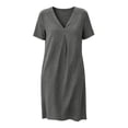 thumbnail image 4 of MaFYtyTPR Summer Dress for Women Ladies' Fashionable Solid Color V-neck Short Sleeved Dresses With Pockets Z-Gray XXL, 4 of 5