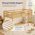 thumbnail image 5 of Miniyam Wood Twin Size Loft Bed for Kids, Space-Saving Design, Light Oak, 5 of 8