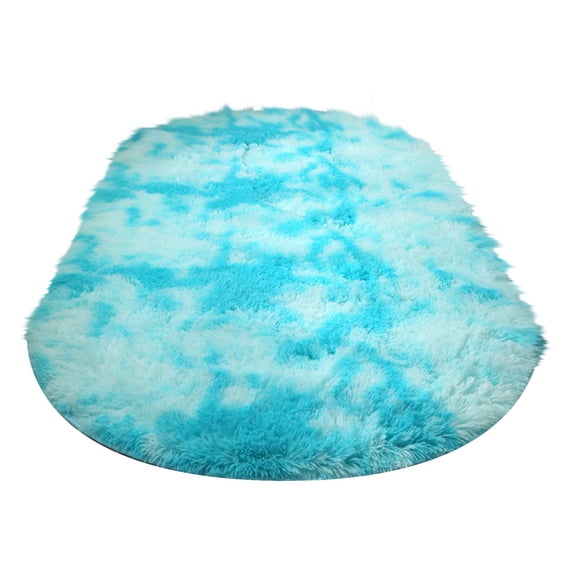 WUYVCG Under $5 Tie Dye Oval Plush Rug Long Bedroom Bedside Cloakroom Decorative Mat