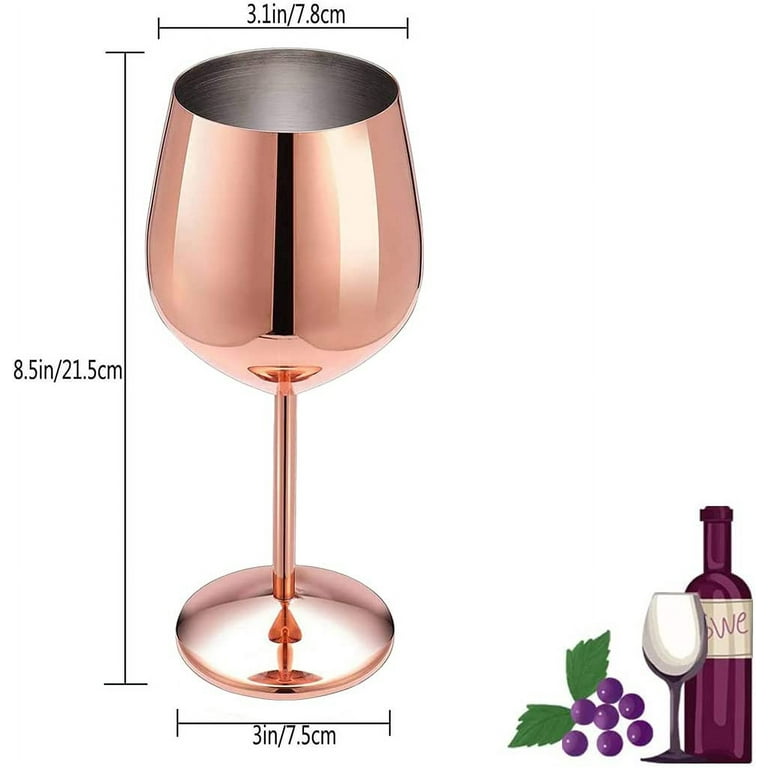 Steel Stemmed Wine Glasses, Shatter Proof Copper Coated Unbreakable Wine  Glass
