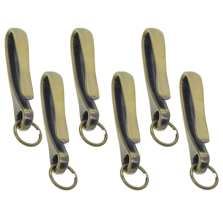 6Pcs Japanese Fish Hook Keychain Belt Clip Purse Wallet Holder Key bronze 