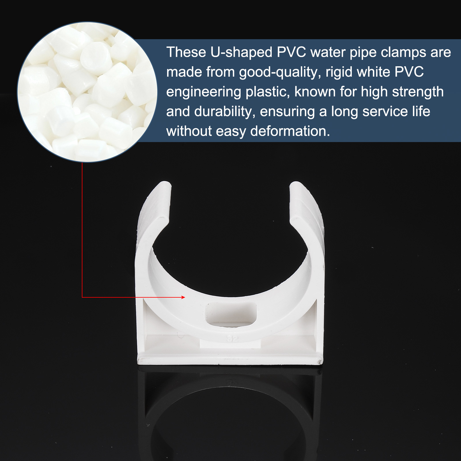 Uxcell 100pcs 5/8" (16mm) U-Shaped Water Pipe Clamps Clips for TV Trays, White