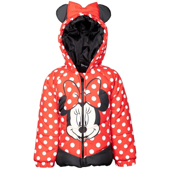 Disney Minnie Mouse Little Girls Puffer Jacket Toddler to Little Kid