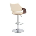 thumbnail image 5 of Aspen Adjustable Swivel Cream Faux Leather and Walnut Wood Bar Stool with Chrome Base, 5 of 10