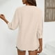 thumbnail image 4 of Vestidos Casuales Para Mujer, Blusas De Mujer De Moda Blusas de moda para mujer, de color liso, de imitación de lino y lino, con mangas 3/4, escote en V y botones., 4 of 6