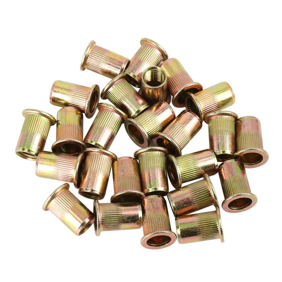 25 Pcs M10 Zinc Plated Carbon Steel Car Auto Flat Head Rivet Nut Threaded Insert