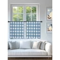 thumbnail image 4 of Sheer Curtains 54 inches Long, Sky Blue Plaid Sky Blue Gradient Line Check Geometric Light Filtering Sheer Window Curtains Rod Pocket Voile Drapes for Bedroom Living Room, 52"W x 54"L 2 Panels, 4 of 7