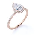 thumbnail image 4 of JeenMata 1.25 Carat pear cut Moissanite Halo Engagement Ring in 18k Rose Gold Over Silver, 4 of 7