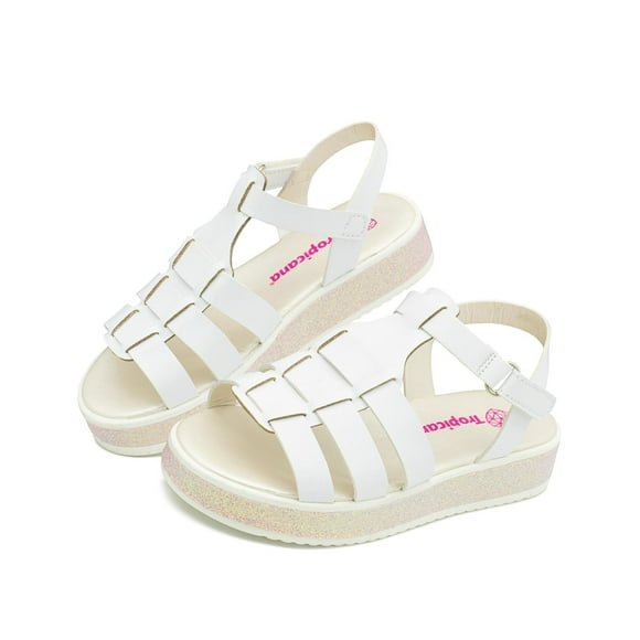 Sandalia Tropicana Para Niña Color Blanco Ajuste de Hebilla blanco 20.5