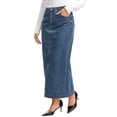 thumbnail image 4 of INSPIRE CHIC Women Maxi Denim Skirt H Line Straight Back Slit Casual Long Jean Skirts S Retro Blue, 4 of 6
