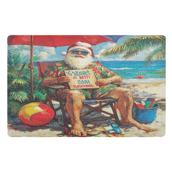 BZSMCE Floor Mats 32x20in Chrismas Play on Beach Creativity Doormats