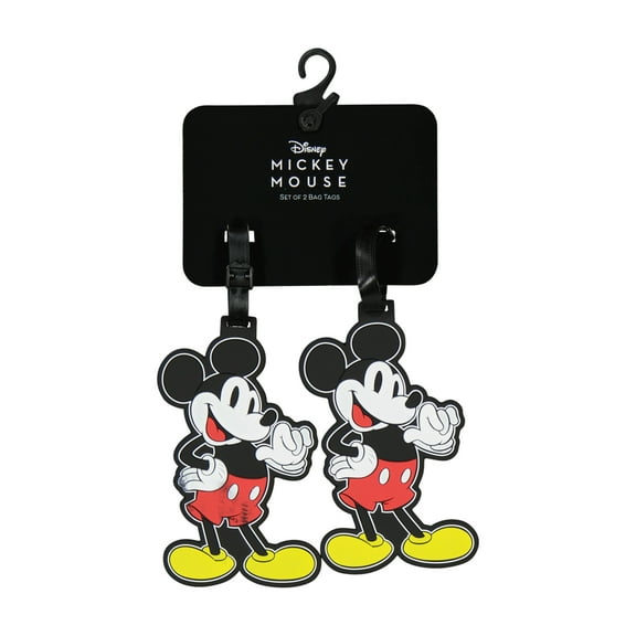 Disney Classic 2-Piece Suitcase ID Tag Set with Adjustable Straps, Mickey Mouse, Multi, One Size