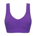 thumbnail image 2 of Women Solid Color Plus Size Ultra-thin Sports Bra Large Bra Fashion Comfort Padded Seamless Bra Adjustment Type Wire-Free Sports Underwear Stretch Fitness Tops Workout Yoga Bras, Purple,4XL, 2 of 14