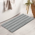thumbnail image 3 of Subrtex Bathroom Rugs Non-Slip Chenille Soft Striped Plush Bath Mat (Light Gray, 16"x24"), 3 of 8