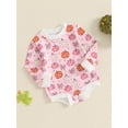 thumbnail image 3 of Musuos Baby Girls Halloween Romper 3 6 12 18Months Long Sleeve Crew Neck Ghost/Pumpkin Print Bodysuit Newborn Spring Fall Playsuit, 3 of 9
