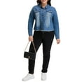 thumbnail image 4 of Agnes Orinda Women's Plus Size Jean Jackets Long Sleeves Washed Casual Denim Coats with Pockets 2X Blue, 4 of 8