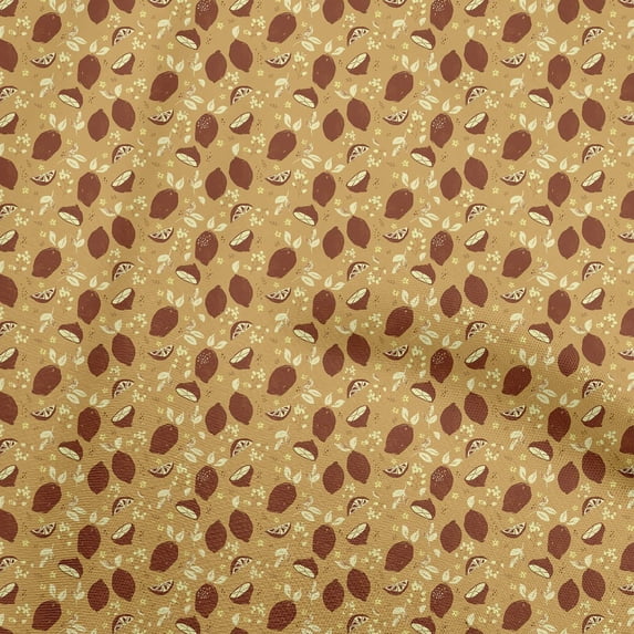 oneOone Georgette Viscose Brown Fabric Fruits Fabric For Sewing Printed Craft Fabric By The Yard 42 Inch Wide