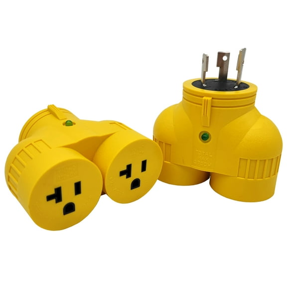 Parkworld 885224 Generator Adapter 30A Twist Lock L5-30 Plug to 20A (2)5-20 Receptacle